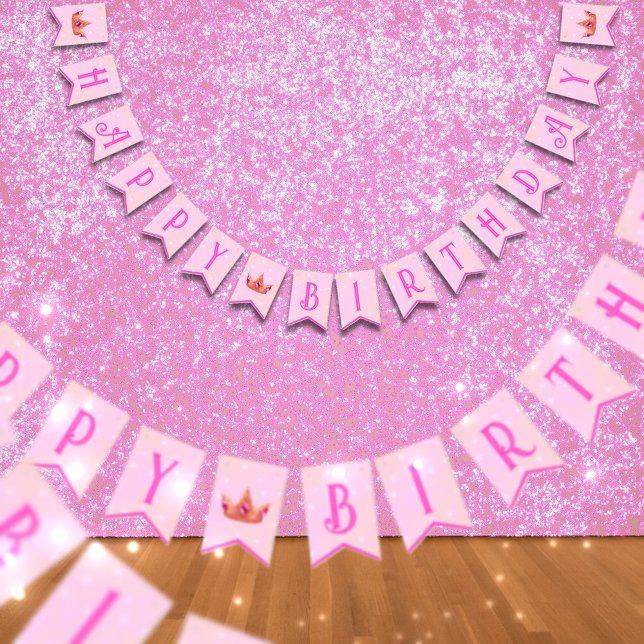 Pink Princess Birthday Bunting Banner (Creator Uploaded)