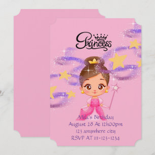 pink princess birthday invitation