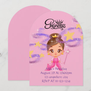 pink princess birthday invitation