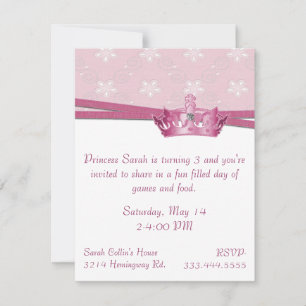 Pink Princess Birthday Invitation