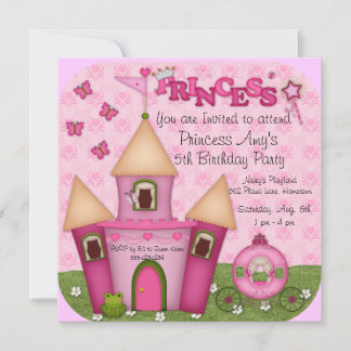 Pink PRINCESS Birthday Invitations Announcements