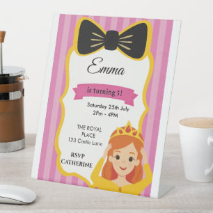 Pink Princess Birthday Invite   zazzlemade Pedestal Sign