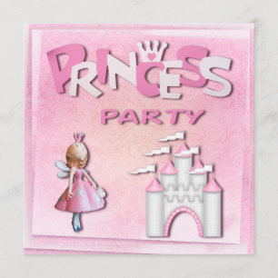 Pink Princess Birthday Party Cupcake & Castle Invitation