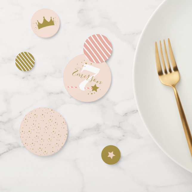 Pink princess birthday party table confetti (Group)