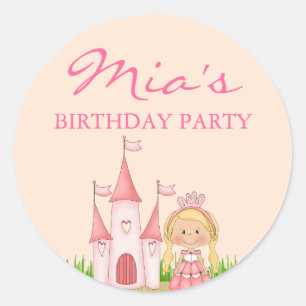 Pink Princess Birthday Sticker