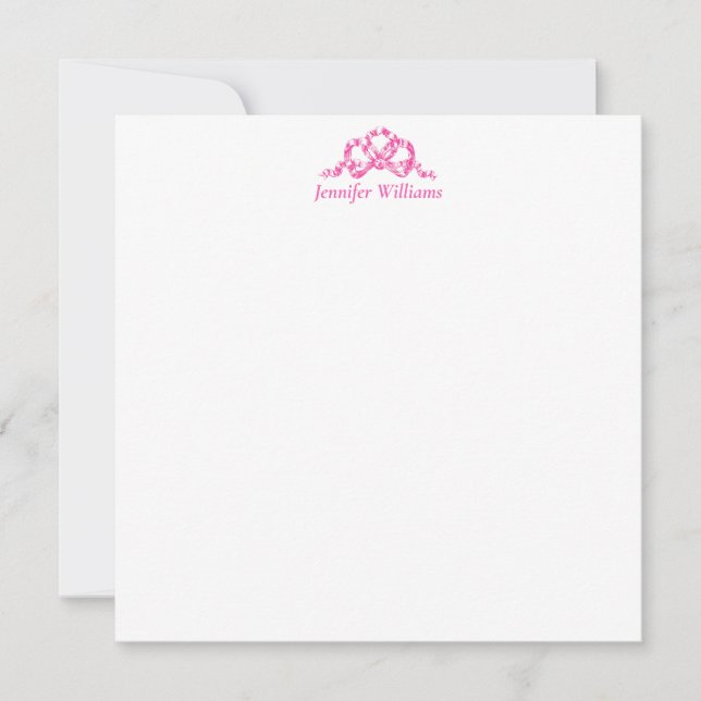 Pink Princess Bow Pretty Elegant Girly Preppy Name Card (Front)