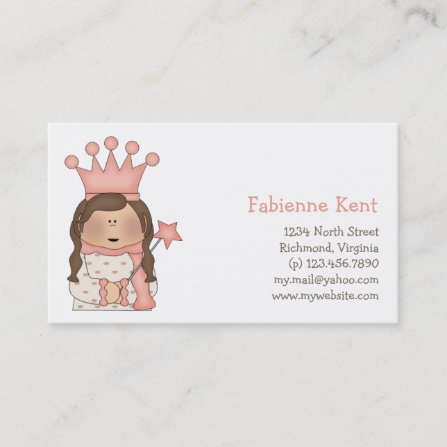Pink Princess · Brunette Princess Business Card (Front)