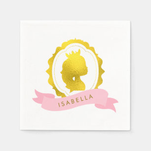 Pink Princess Cameo Birthday Napkin
