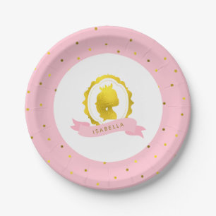 Pink Princess Cameo Birthday Paper Plate