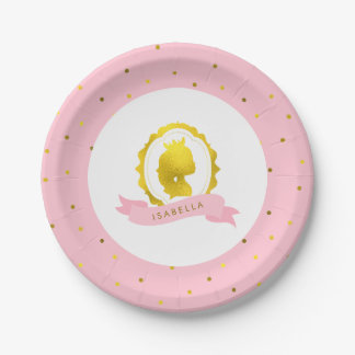 Pink Princess Cameo Birthday Paper Plate