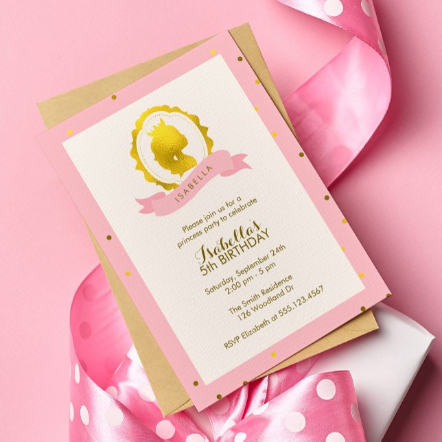 Pink Princess Cameo Girl Birthday Invitation (Creator Uploaded)