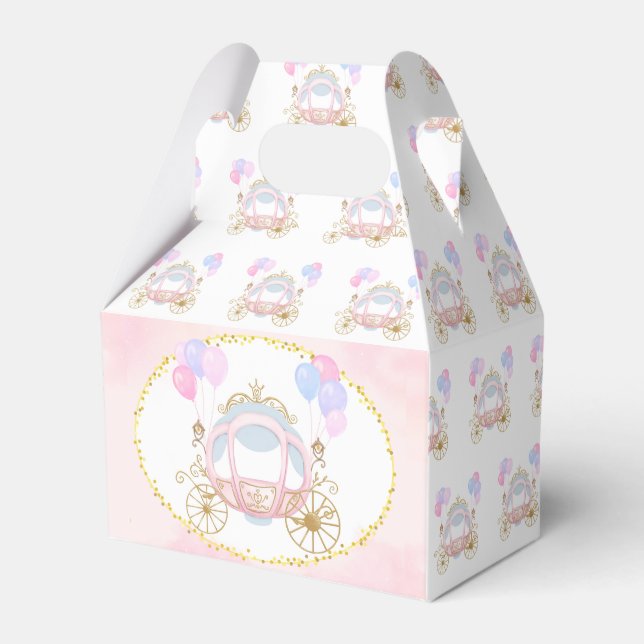 Pink Princess Carriage Birthday Party Favour Box (Front Side)