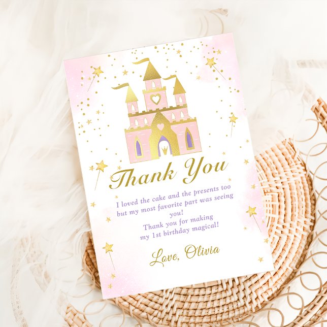 Pink Princess Carriage Birthday Thank You Card (Creator Uploaded)