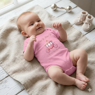 Pink Princess Carriage Custom Welcome Baby Name Bodysuit