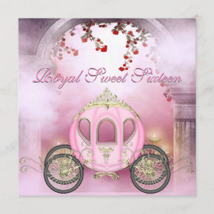 Pink Princess Carriage Enchanted Sweet 16 Invitation