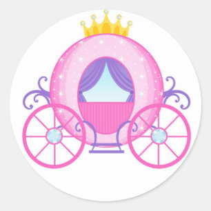 Pink Princess Carriage Sticker! Great Girl Gift! Classic Round Sticker