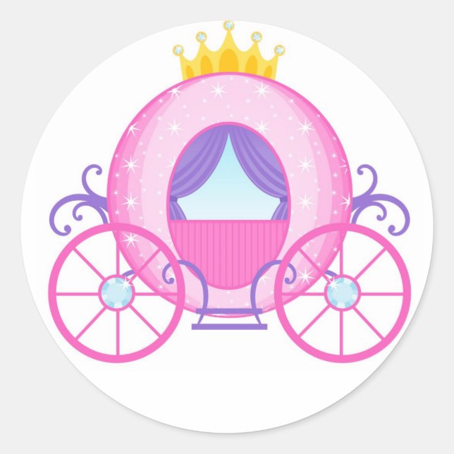 Pink Princess Carriage Sticker!  Great Girl Gift! Classic Round Sticker (Front)