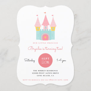 Pink Princess Castle Birthday Party Invitation
