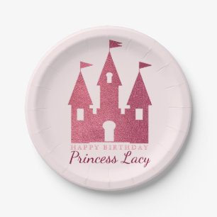 Pink Princess Castle Birthday Party Paper Plate