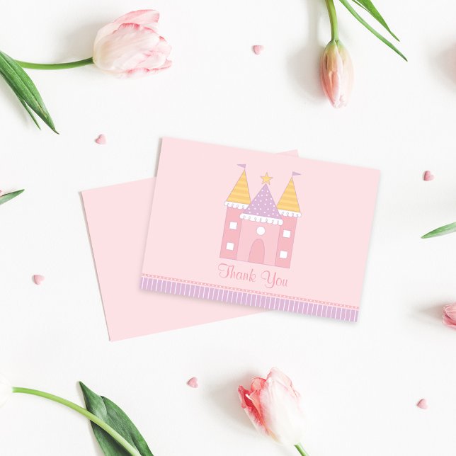 Pink Princess Castle Girls Birthday Party Card (Creator Uploaded)