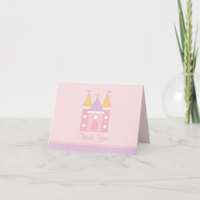 Pink Princess Castle | Girls Birthday Party Thank You Card (Front)