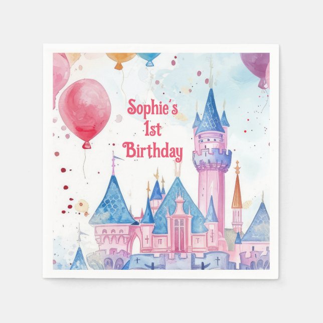 Pink Princess Castle  Napkin (Front)