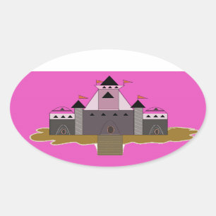 Pink Princess Castle Oval Sticker