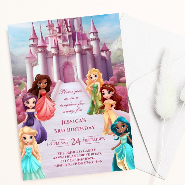 Pink Princess Castle Royal Kid Girl Birthday  Invitation (Creator Uploaded)