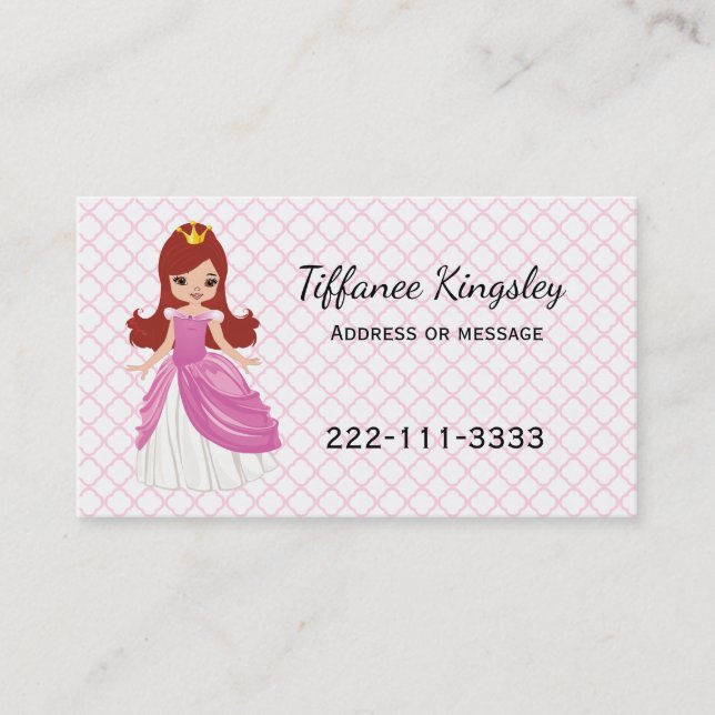 Pink Princess Childs or Mummy Networking Card (Front)