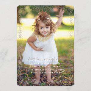 Pink Princess Confetti Birthday Invitation