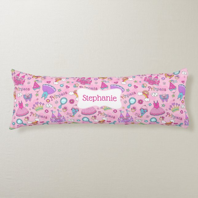 Pink Princess Cotton Body Pillow ( 20" x 54") (Front)