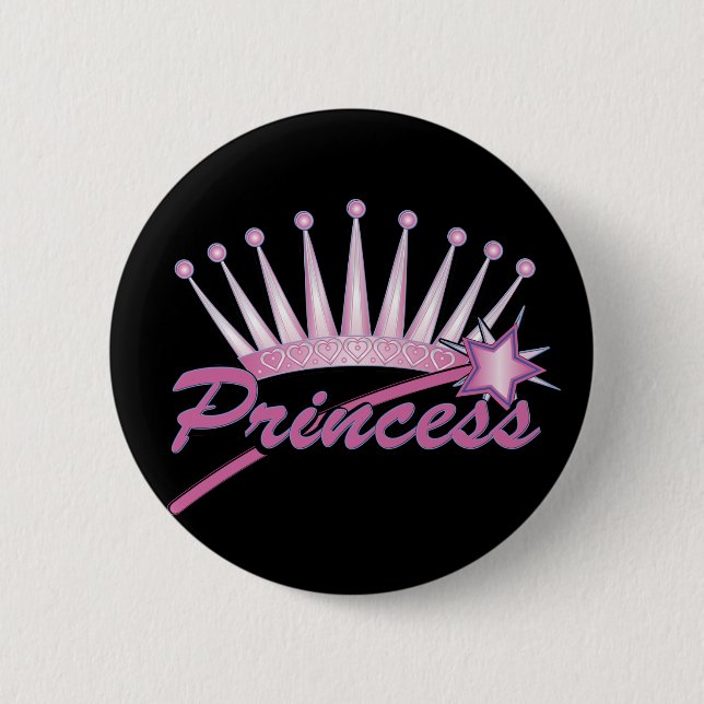 Pink Princess Crown 6 Cm Round Badge (Front)