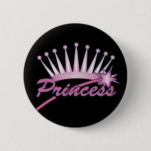 Pink Princess Crown 6 Cm Round Badge