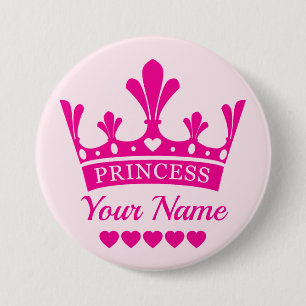 Pink Princess Crown 7.5 Cm Round Badge