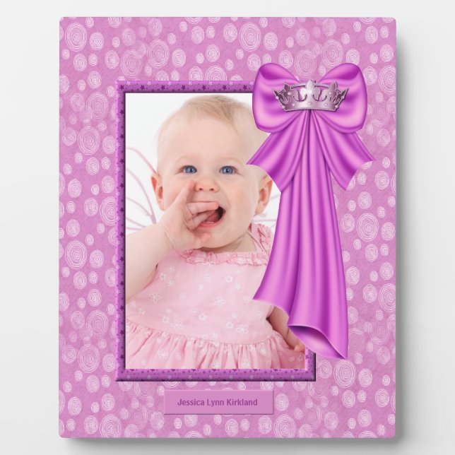 Pink Princess Crown Baby Photo Frame Plaque (Front)