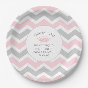 Pink Princess Crown baby shower decor Paper Plate
