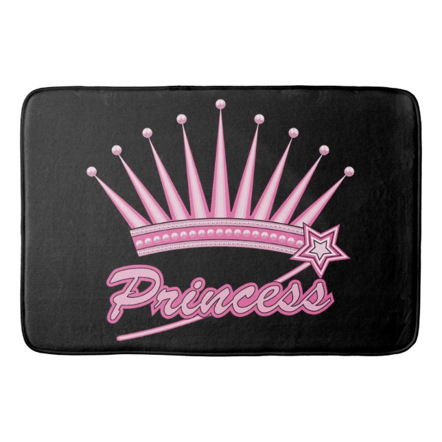 Pink Princess Crown Bath Mat (Front)