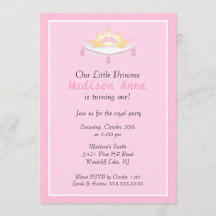 Pink Princess Crown Birthday Party Invitation