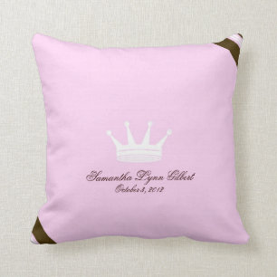 Pink Princess Crown Custom Baby Pillow
