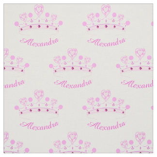 Pink Princess Crown Custom Name Fabric