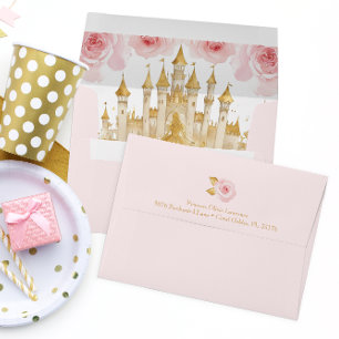 Pink Princess Crown Fairytale Birthday Party Envelope