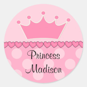 Pink Princess Crown Happy Birthday Sticker