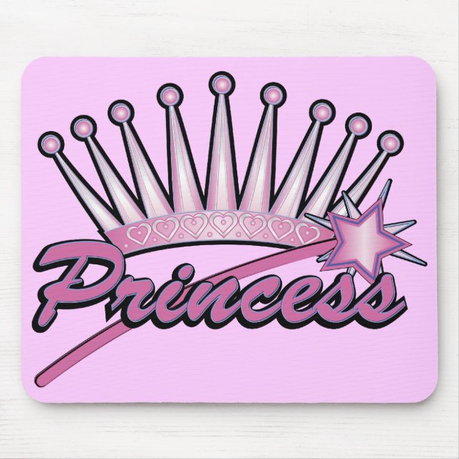 Pink Princess Crown Mouse Mat (Front)