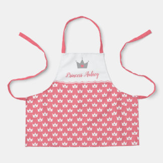 Pink Princess Crown Pattern & Name Apron