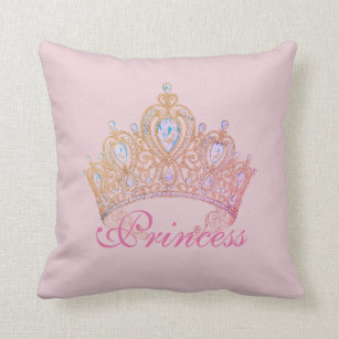 Pink Princess Crown Decorative & Throw Princess Crown Pillow PInk Tiara Bling