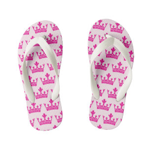 Pink Princess Crown Print Kid's Flip Flops