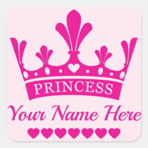 Pink Princess Crown Square Sticker