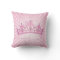 Pink Princess Crown Tiara Jewel Couch Throw Pillow