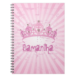 Pink Princess Crown Tiara Jewelled Spiral Notebook