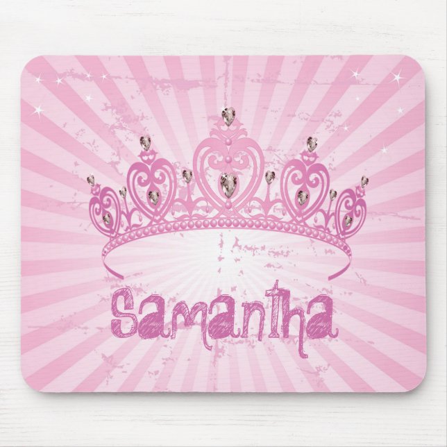 Pink Princess Crown Tiara Personalised Mousepad (Front)